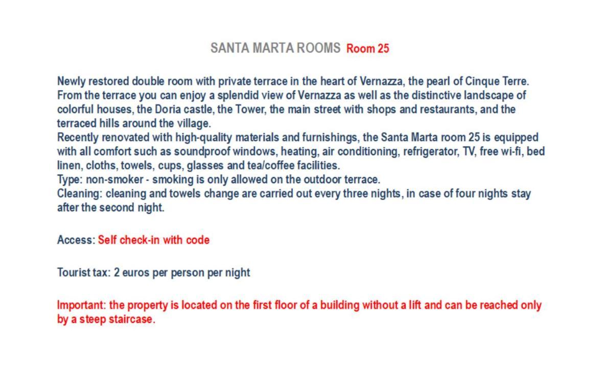 Santa Marta Rooms - Vernazza Exteriör bild